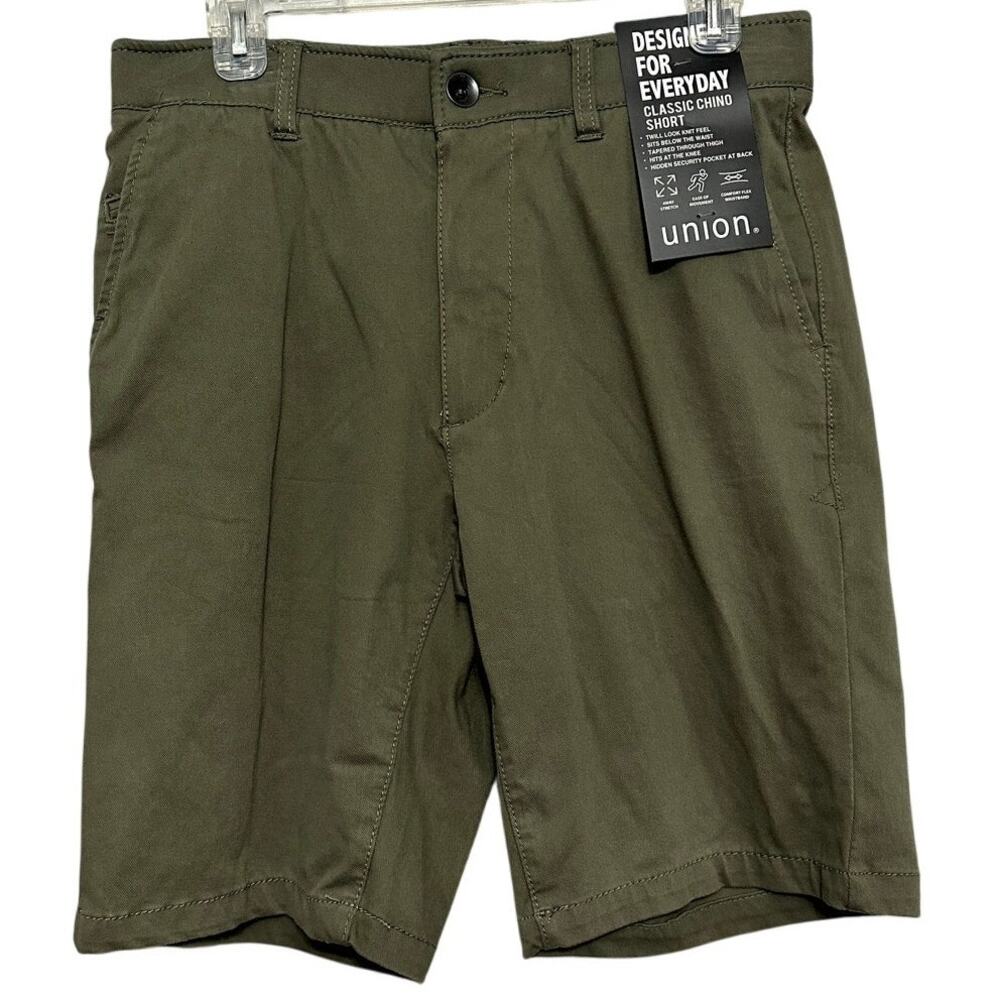 Union Men's Green Comfort Flex Chino Shorts 30" Waist NWT